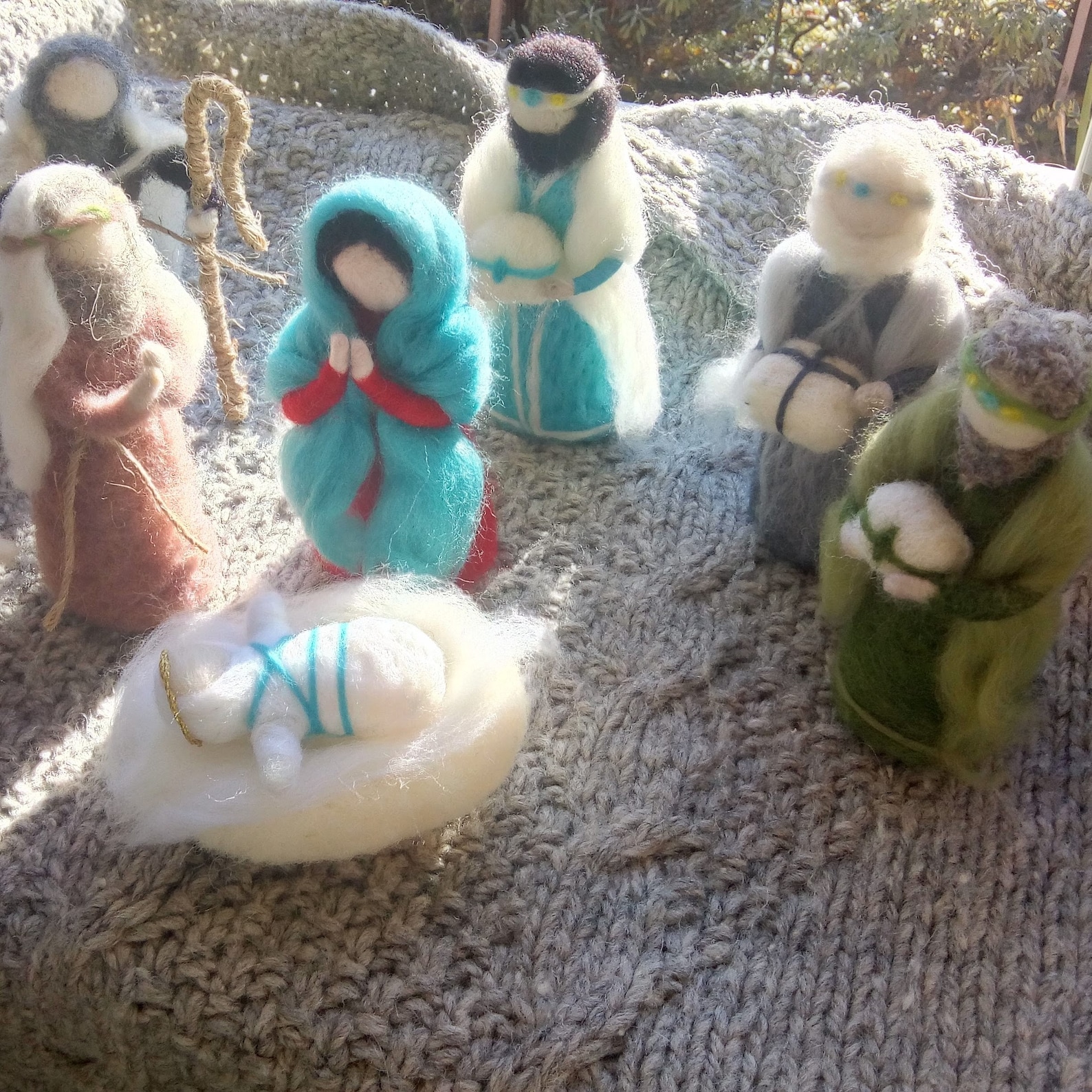 Needle Felted Nativity Set ,nativitywaldorf,felted FULL Nativity Set