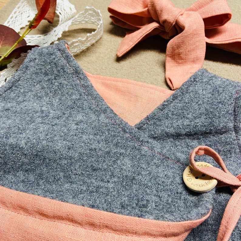 Walk dress reversible dress and free headband virgin wool wish color dress winter warm girl pendant tie dress