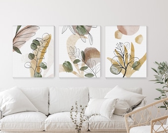 16x24 x 3 Panels CVS-PLANTS-1804E-TEAM-A05-16x24x3 Giclee Print Gallery Wrap Modern Home Decor Ready to Hang wall26 3 Panel Canvas Wall Art Vintage Style Plants and Flowers 
