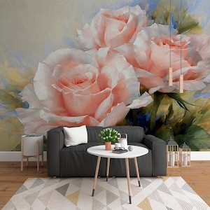 Removable wallpaper | Floral Peel and Stick Wall Mural for Bedroom or Living room | Watercolor wallpaper #4