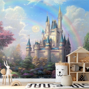 Fairy Tale Castle Wallpaper Mural Girls Wallpaper Nursery - Etsy