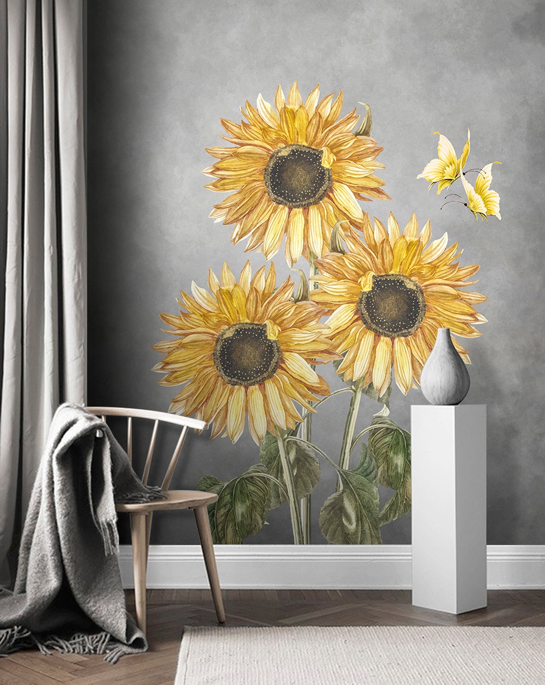 Sunflower Wallpaper Large Yellow Flower Wallpaper Floral Wallpaper