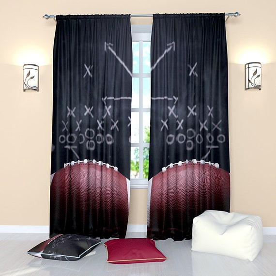 Boys Curtains Football Curtains For Teen Room Curtain Etsy