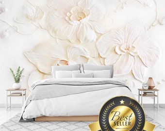 Removable wallpaper | 3D Floral Peel and Stick Wall Mural for Bedroom or Living room | Watercolor wallpaper #7