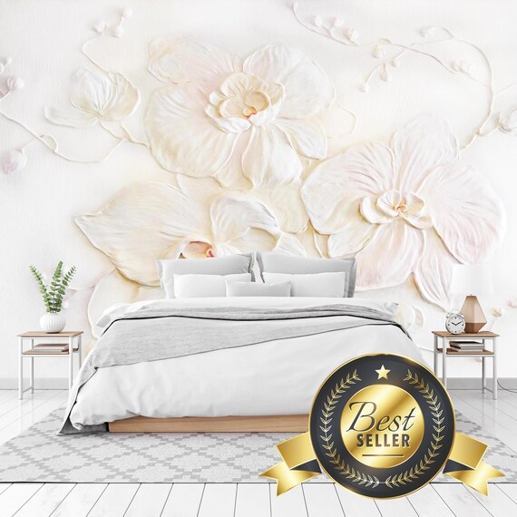 Removable Wallpaper 3D Floral Peel and Stick Wall Mural for - Etsy Removable Wallpaper 3D Floral Peel and Stick Wall Mural for - Etsy