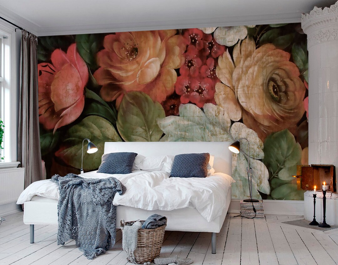 Floral Removable Wallpaper Colorful Large Flower Peel and Stick Wall ...