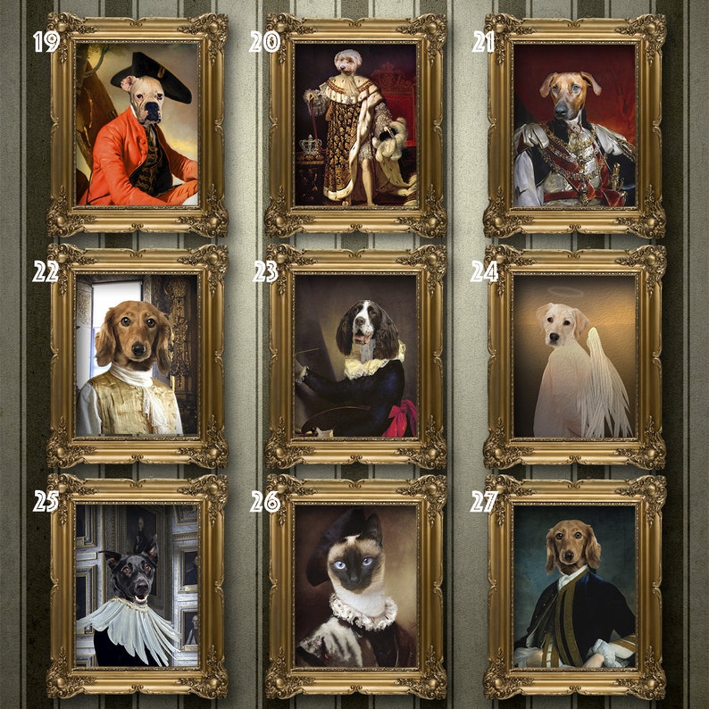 Painting Art Renaissance pet Pet lovers gift Cowboy Dog and Cat Portrait Custom Pet Portrait from your photo