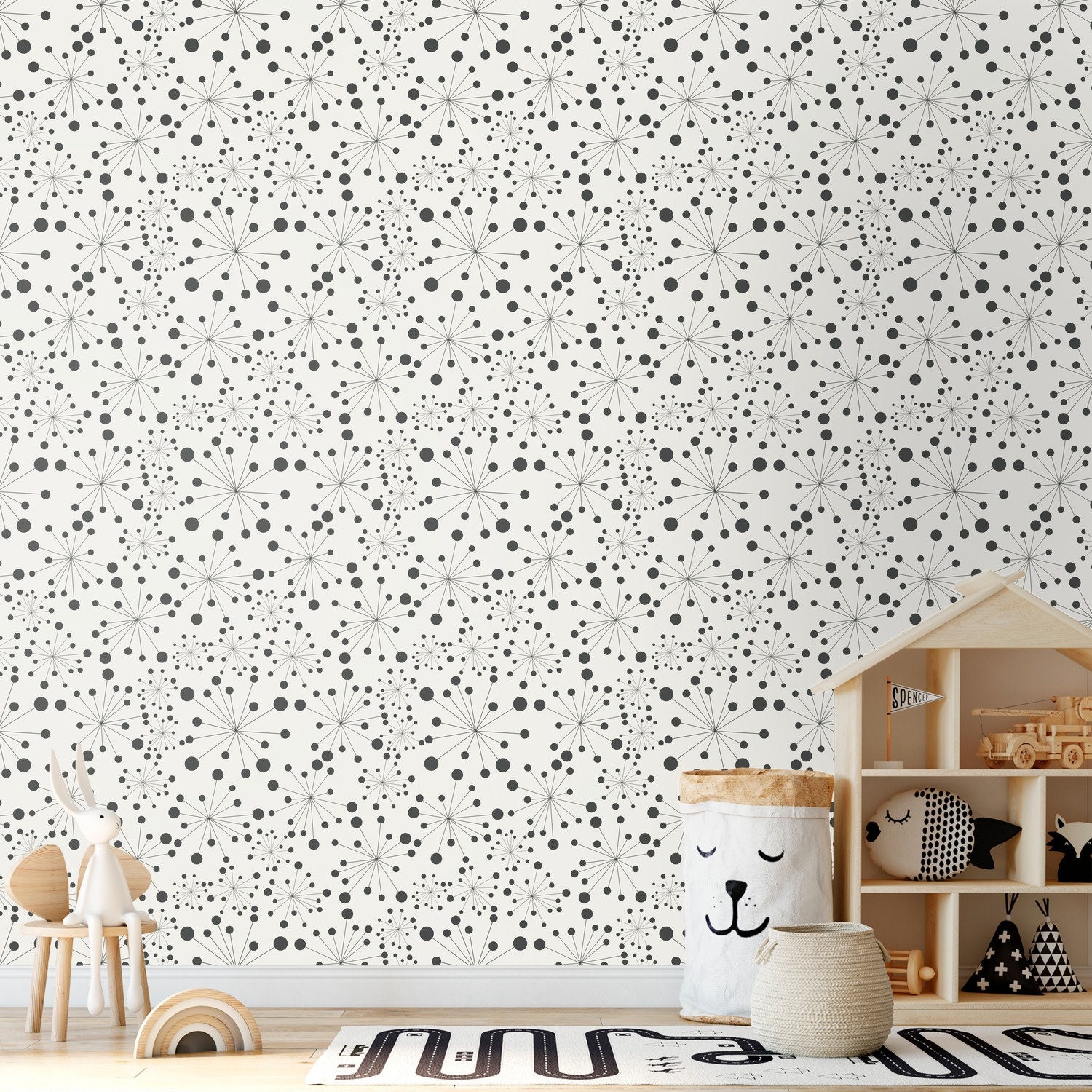 Black Polka Dot Removable Wallpaper Geometric Peel and Stick Etsy
