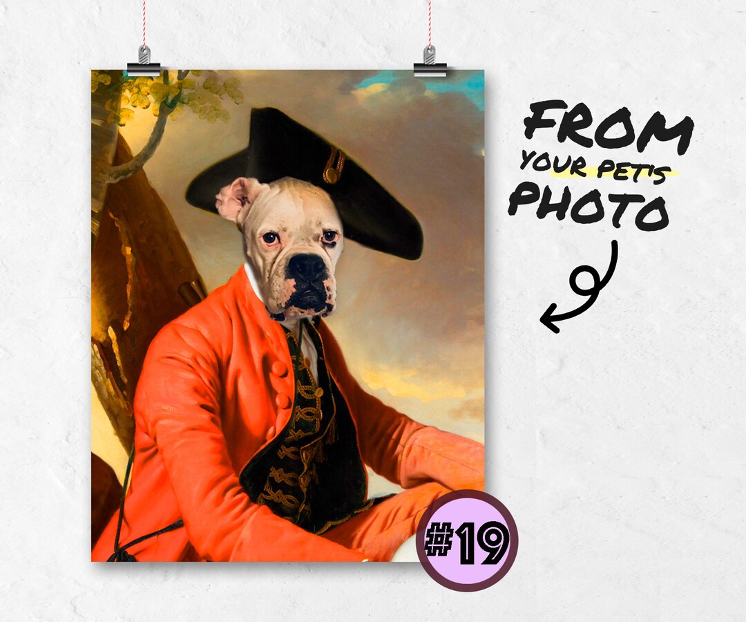 Pet Portrait Poster Funny Pet Portrait From Photos Dog Lovers Gift