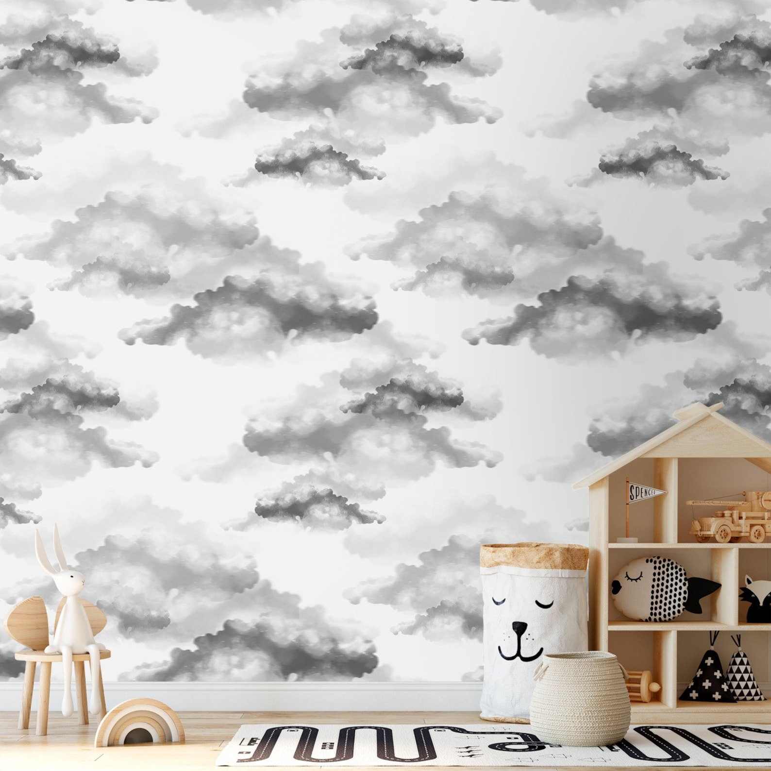 Gray Cloud Removable Wallpaper Sky Peel and Stick Wall Paper Etsy UK