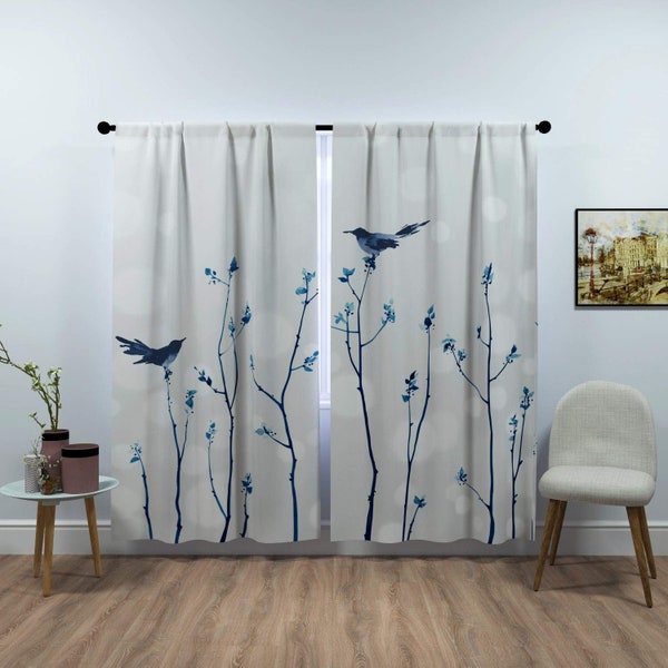 Blue and Gray Drapes Etsy