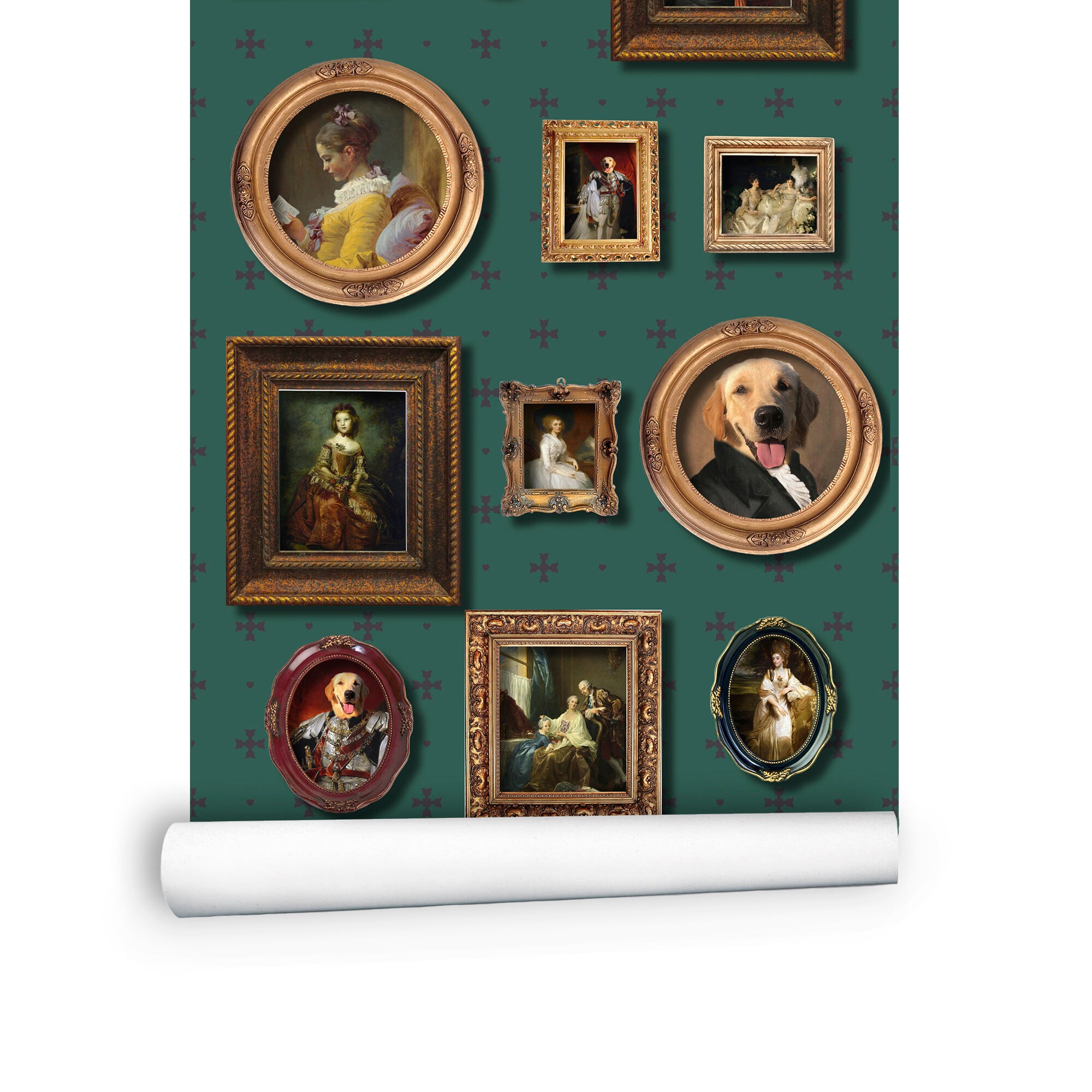 Vintage Wallpaper Created From Your Pets's Photo Dog and - Etsy