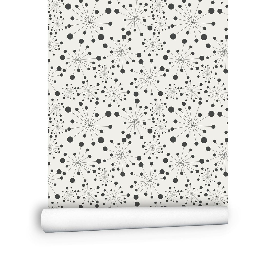Black Polka Dot Removable Wallpaper Geometric Peel and Stick Etsy