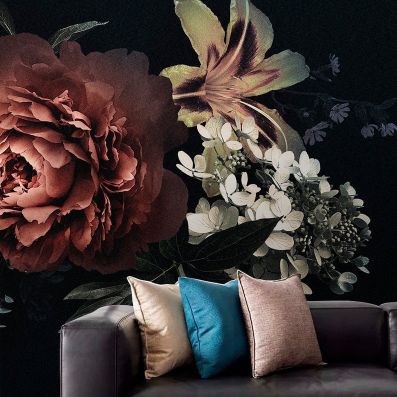 Peony Removable Wallpaper Floral Peel and Stick Wall Mural Etsy