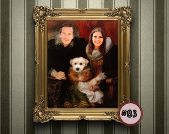 Regal Family Portrait |Custom Pet Portrait from your photo | Royal Pet Portrait | Pet lovers gift | Painting Art Renaissance pet