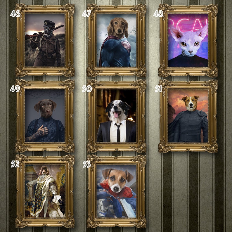 Painting Art Renaissance pet Pet lovers gift Cowboy Dog and Cat Portrait Custom Pet Portrait from your photo