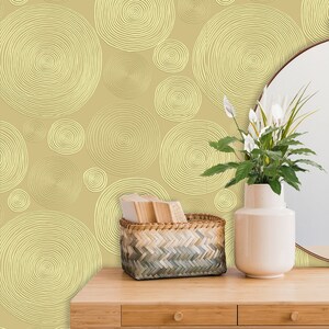 Gold Circle Removable wallpaper | Geometric Peel and Stick Wall Paper for Bedroom or Living room | Wallpaper Modern # 239