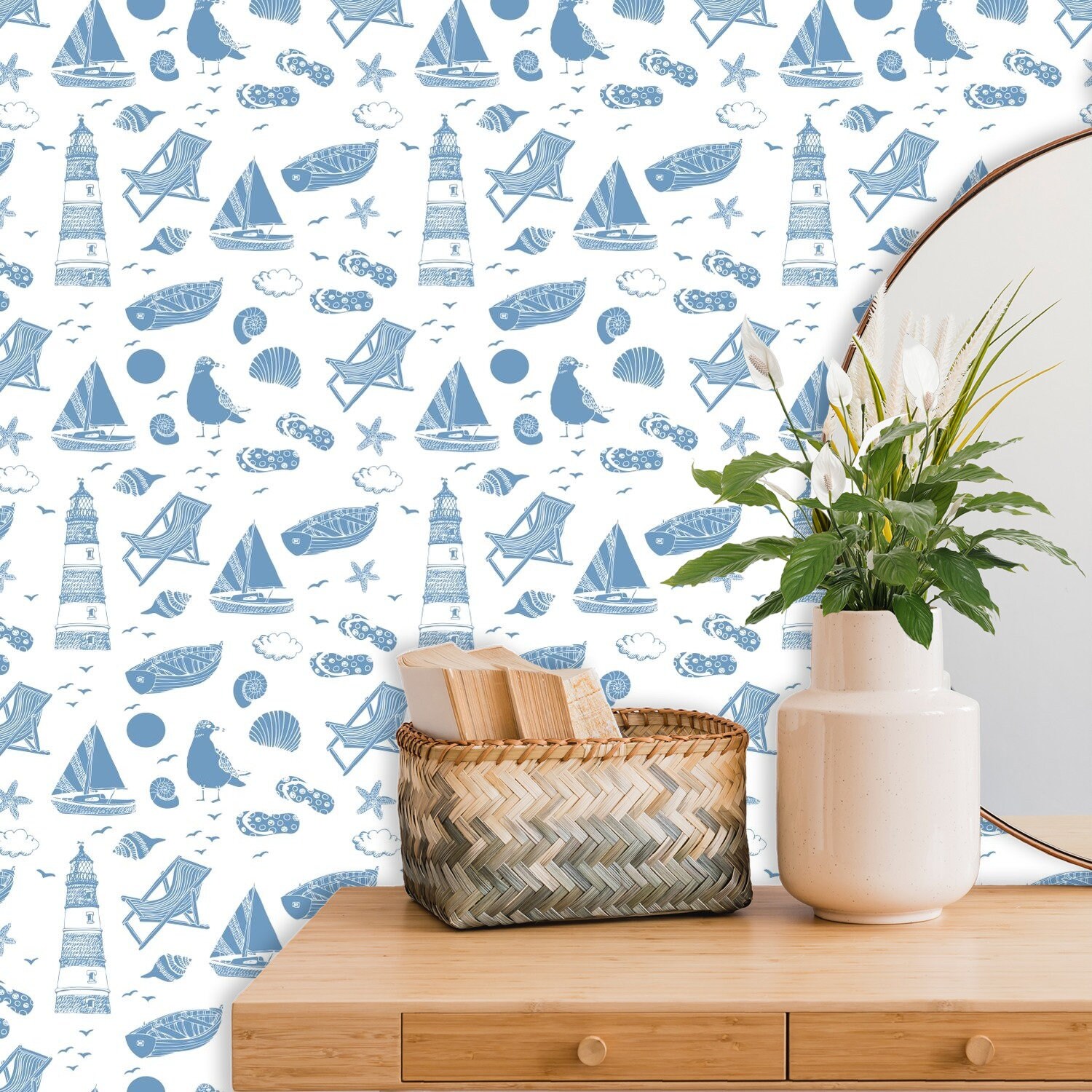 Blue Ocean Removable wallpaper Beach Peel and Stick Wall Etsy
