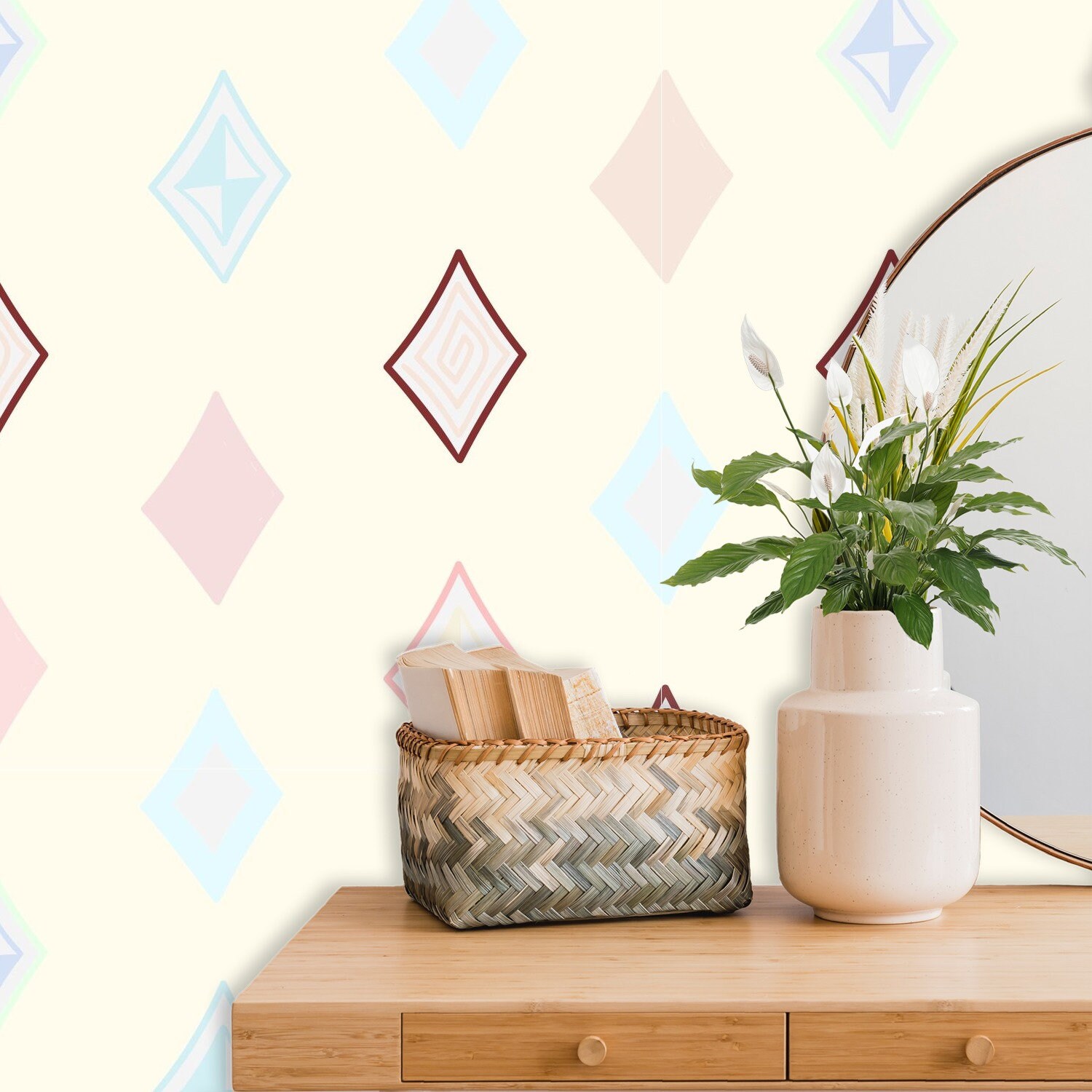 Geometric Removable Wallpaper Square Peel and Stick Wall Etsy
