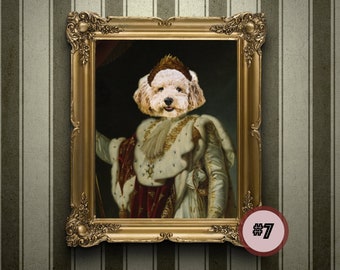 Custom Pet Portrait from your photo | His Majesty - Dog and Cat Portrait | Pet lovers gift | Painting Art Renaissance pet