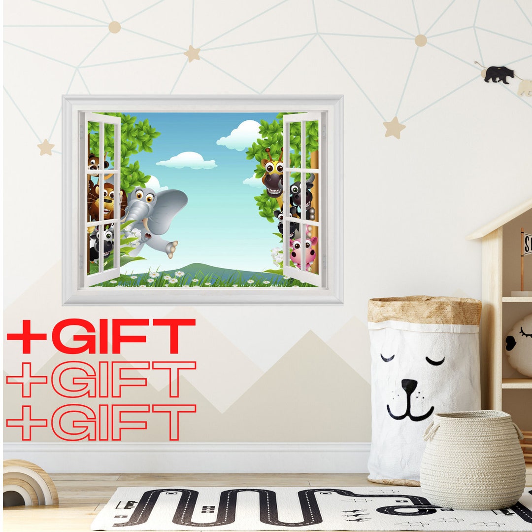 Animal Stickers Window Decals Safari Nursery Decor Large Etsy