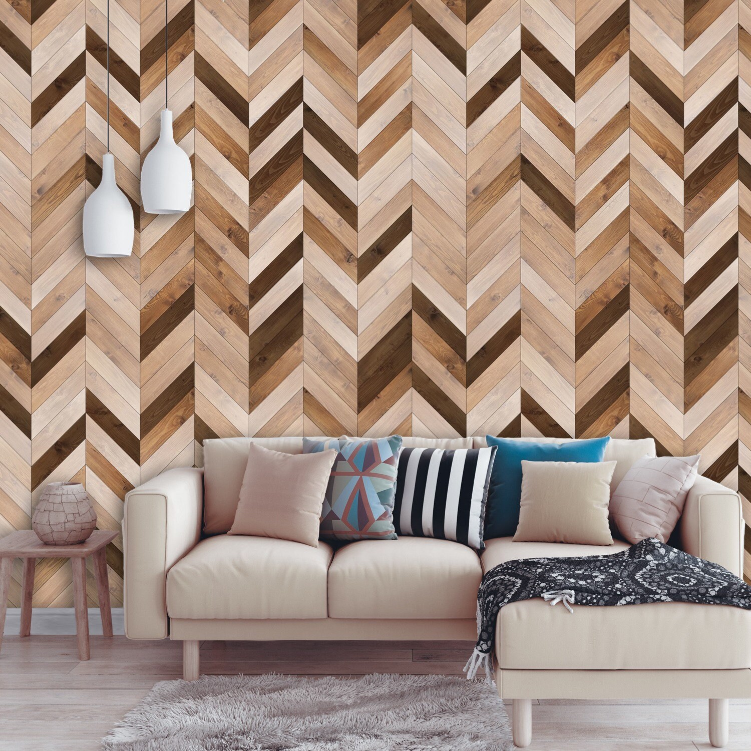 3D Bown Wood Removable wallpaper Geometric Peel and Stick | Etsy