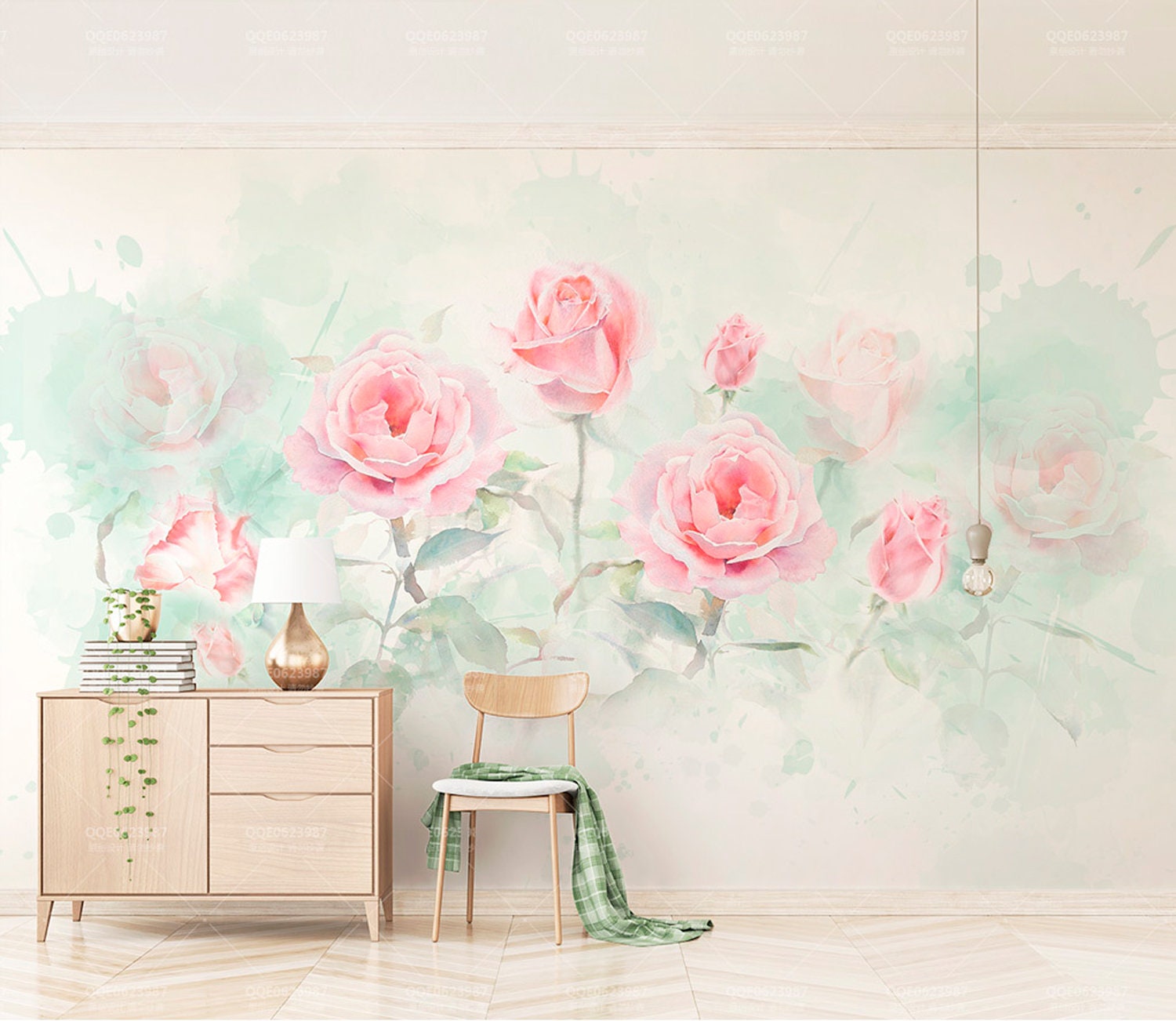 Pastel Floral Removable Wallpaper Watercolor Large Flower Etsy