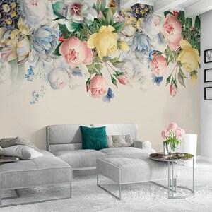 Flower Wallpaper, Removable Wallpaper Colorful Floral Peel and Stick