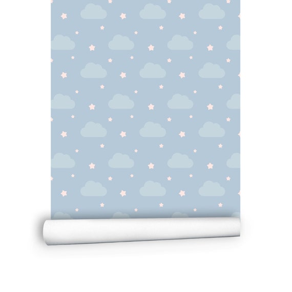 Blue Wallpaper Modern Wallpaper Nursery Removable Wallpaper | Etsy