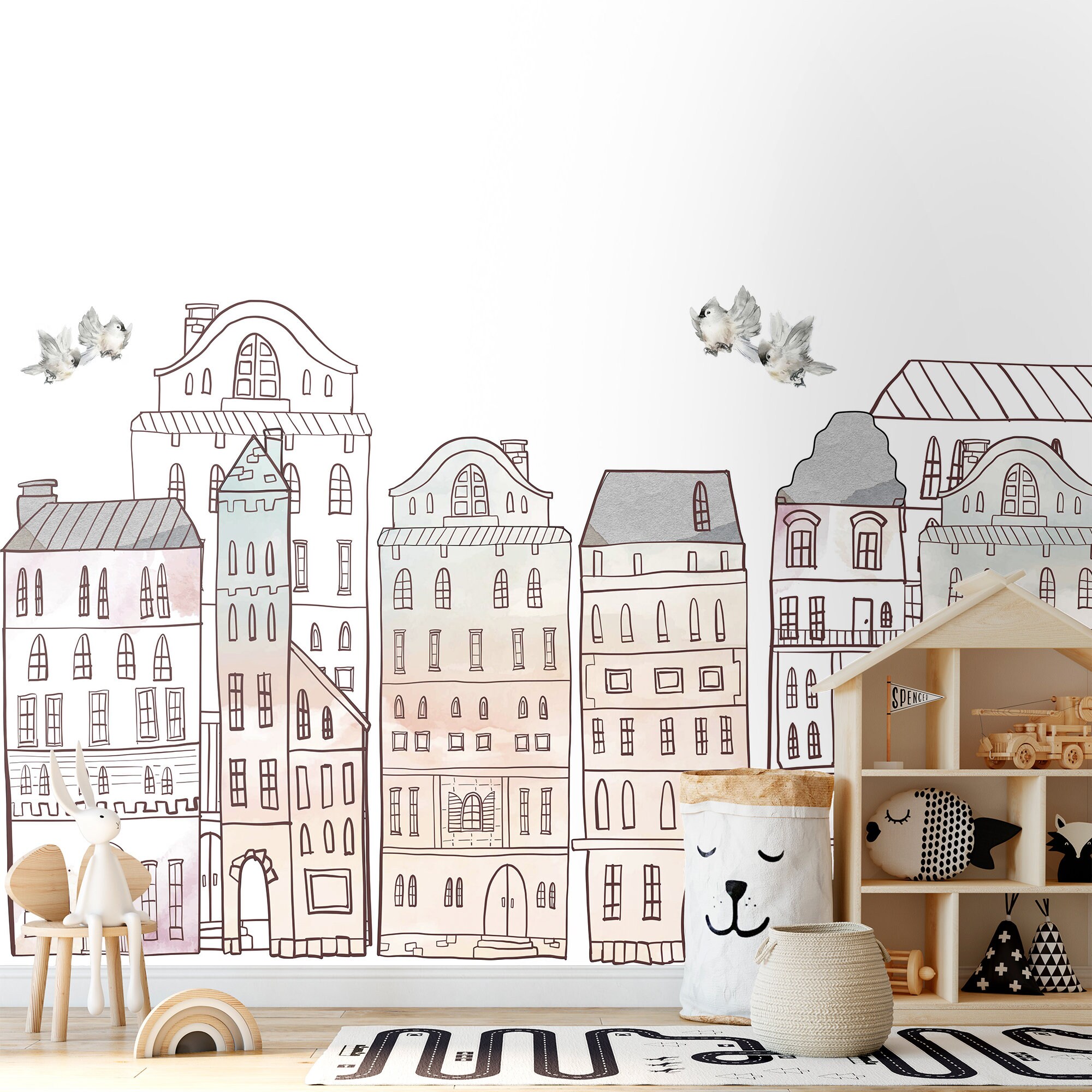 Modern Wallpaper Mural Self Adhesive Wallpaper Watercolor Etsy