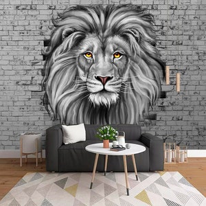 hand drawing lion Safari in Africa wallpaper WIV 140 wall mural lion forest illustration