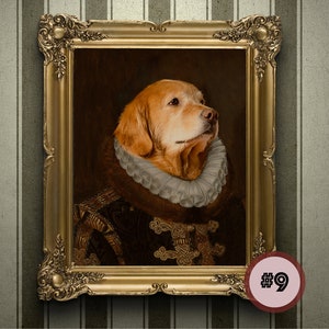Custom Pet Portrait from your photo | Dog King - Dog and Cat Portrait | Pet lovers gift | Painting Art Renaissance pet