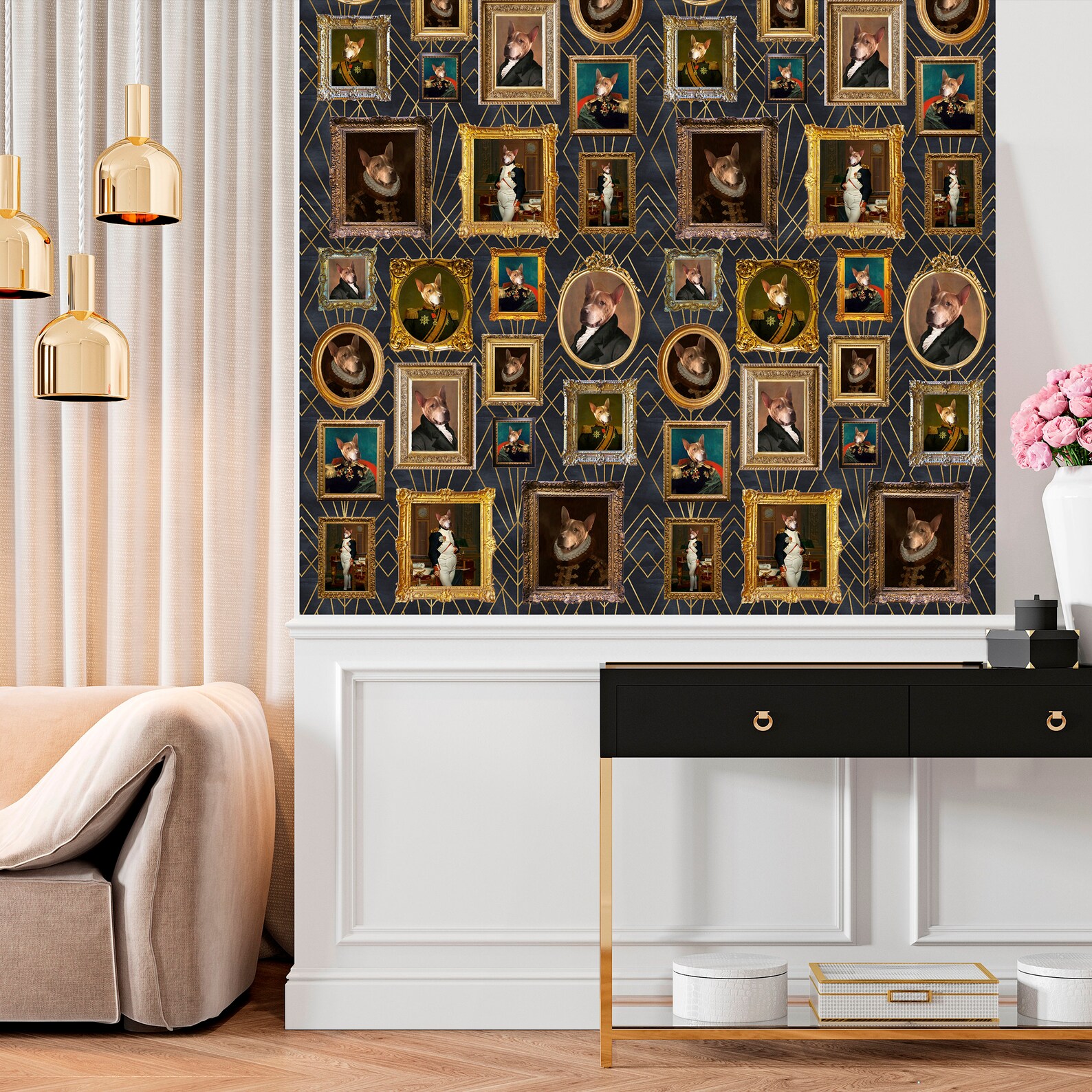 Vintage Wallpaper Created From Your Pets's Photo Pet - Etsy