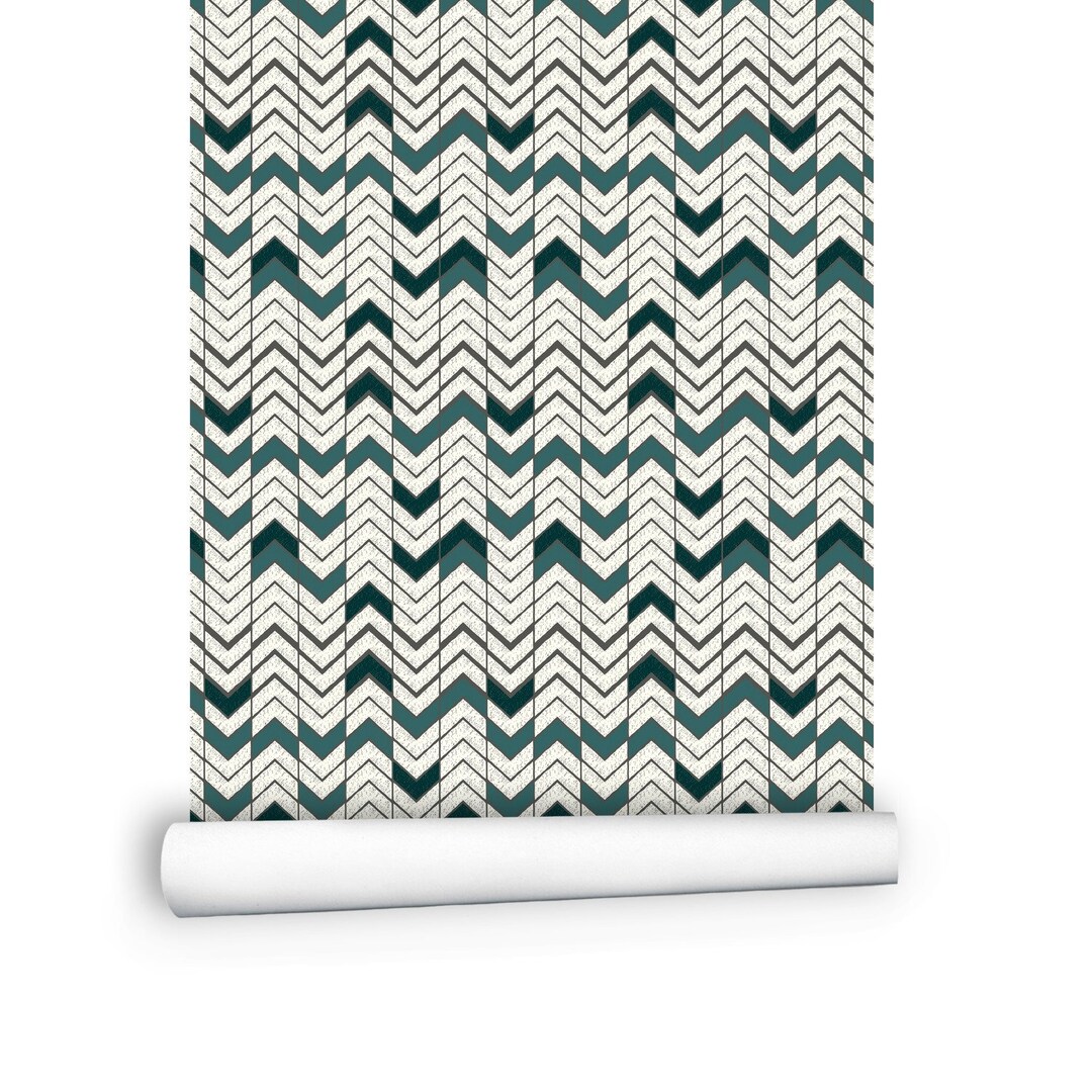Geometric Removable Wallpaper Herringbone Peel and Stick Etsy