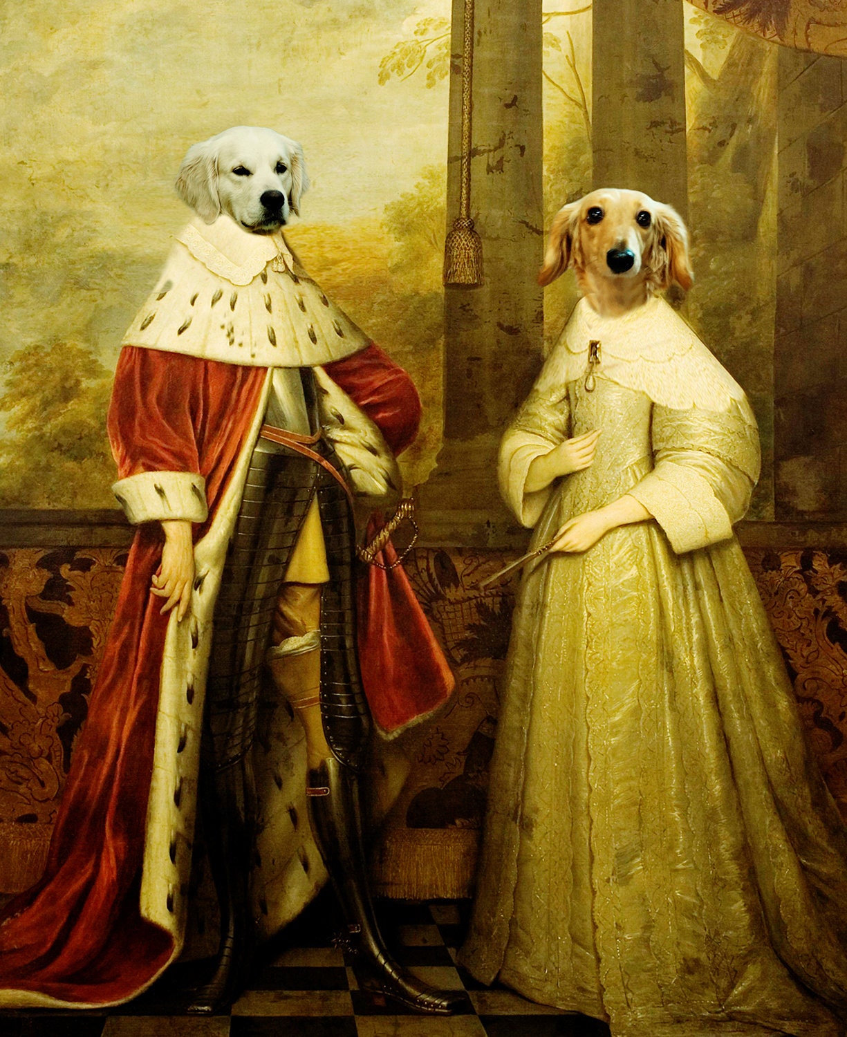 Funny Pet Portrait From Your Photo Royal Pet Portrait Pet Etsy