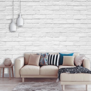 White Brick Removable wallpaper | Geometric Peel and Stick Wall Paper for Bedroom or Living room | Wallpaper Modern # 295