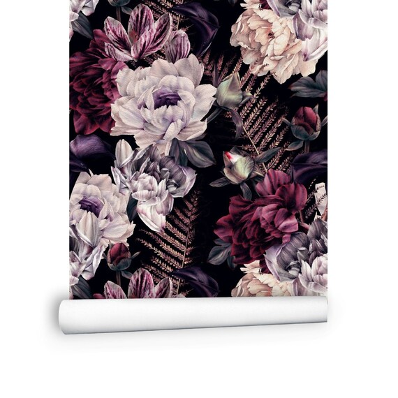 Large Flower Removable Wallpaper Peonies Peel and Stick Wall Etsy