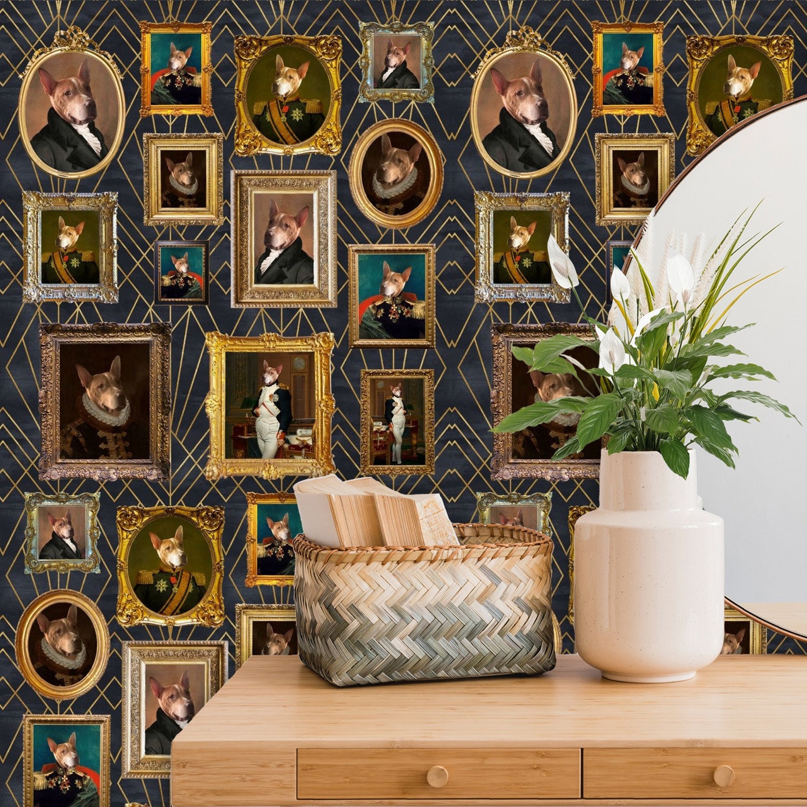 Vintage Wallpaper Created From Your Pets's Photo Pet - Etsy