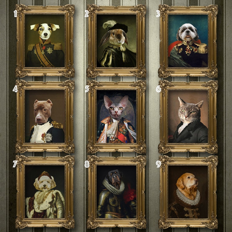 Painting Art Renaissance pet Pet lovers gift Cowboy Dog and Cat Portrait Custom Pet Portrait from your photo