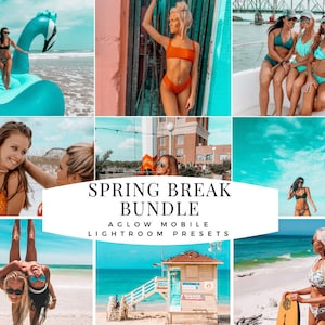 4 Mobile Lightroom Presets, SPRING BREAK Bundle, AGLOW Lightroom Preset, Travel presets, beach preset, Best Presets, orange & teal presets