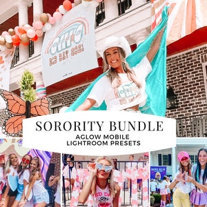 10 Mobile Lightroom Presets, SORORITY BUNDLE, AGLOW Lightroom Preset, sorority presets, college presets, Best Presets, bid day, rush presets
