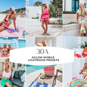 30A Beach Preset, Aglow Presets, beach preset, travel preset, vacation preset, bright preset, best presets, influencer presets, alys beach