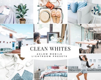 4 Mobile Lightroom Presets, CLEAN WHITES, AGLOW Lightroom Preset, Blogger Presets, Business Preset, Beste Presets, Mobile Preset