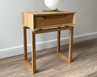 wood nightstand, narrow nightstand, bedside table with drawer, bed side table for bedroom, small entryway table, bedroom furniture