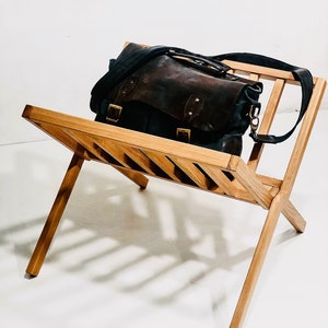Wood bag stand, bag place, bag holder, entryway furniture