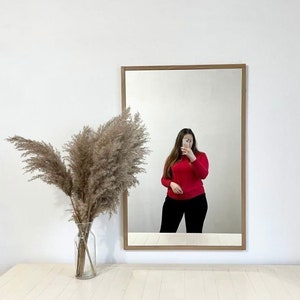 large rectangle mirror for bathroom, wood oak mirror, vanity  wall decor mirror, wooden minimalist mirrors