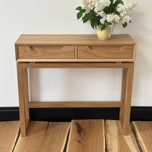 White Oak Console Table With Drawers Narrow Long Solid Wood - Etsy