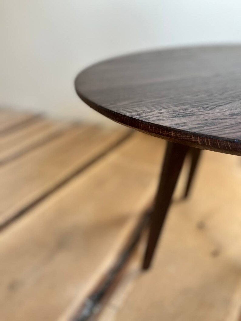 Round Solid Wood Oak Coffee Table Rustic Circle Coffee Table Etsy