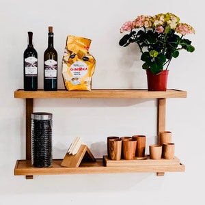 floating shelves, bathroom shelves, wall plant shelves, pantry shelves, kitchen book shelf wood, dark wood shelves, floating bookshelf image 2