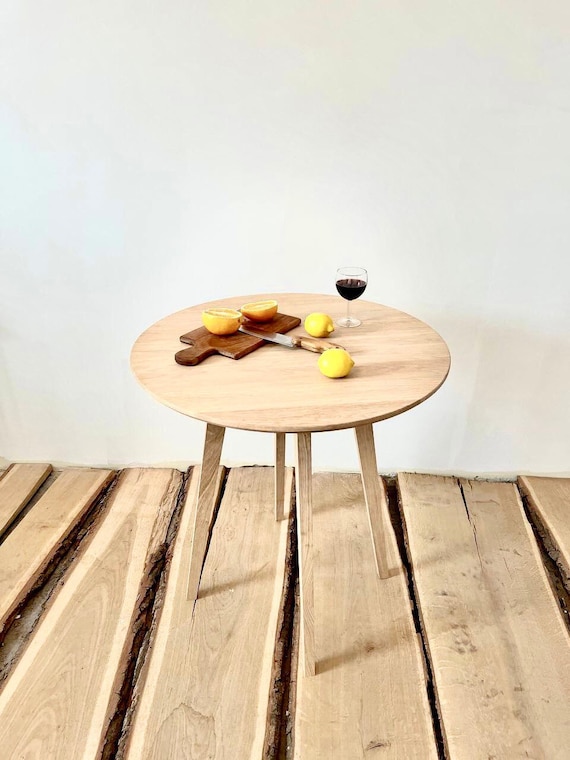 Round Solid Wood White Oak Dining Table Reclaimed Dining Room